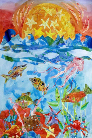 Fish White Modern Wood Framed Art Print with Double Matting by Smith, Kaeli