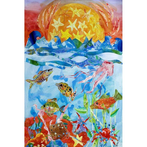 Fish Black Modern Wood Framed Art Print by Smith, Kaeli