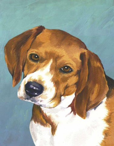 Dog Portrait-Beagle Black Ornate Wood Framed Art Print with Double Matting by Sands, Jill