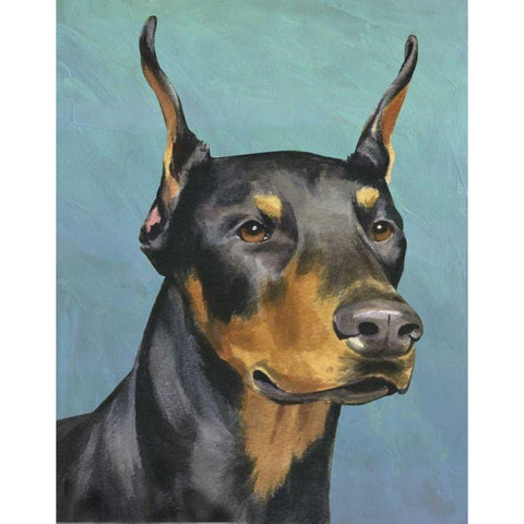 Dog Portrait-Dobie Black Modern Wood Framed Art Print by Sands, Jill