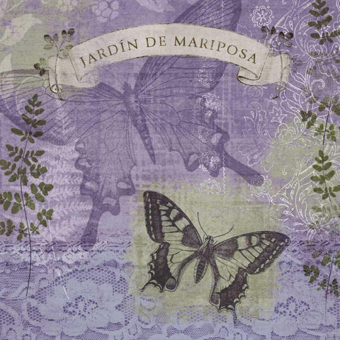 Butterfly Notes III Black Ornate Wood Framed Art Print with Double Matting by Beth Anne Creative