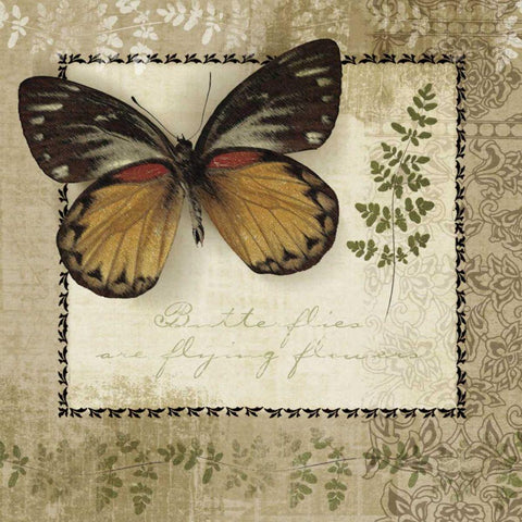 Butterfly Notes V Gold Ornate Wood Framed Art Print with Double Matting by Beth Anne Creative