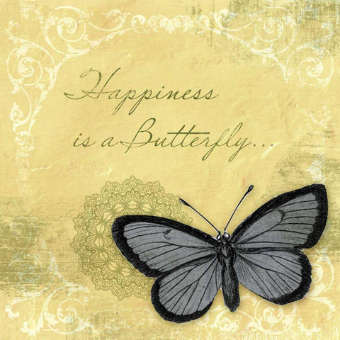 Butterfly Notes XI Black Modern Wood Framed Art Print with Double Matting by Beth Anne Creative