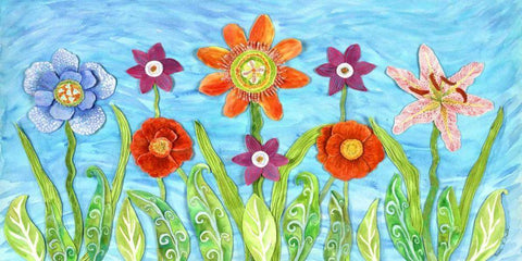 Flower Play I Black Ornate Wood Framed Art Print with Double Matting by Smith, Kaeli