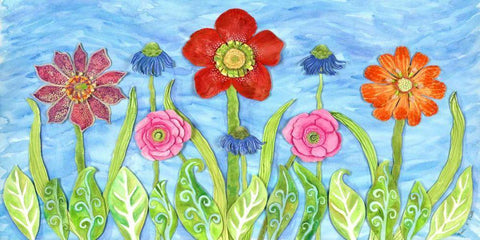 Flower Play II White Modern Wood Framed Art Print with Double Matting by Smith, Kaeli