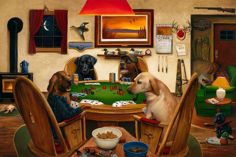 Duck Hunters White Modern Wood Framed Art Print with Double Matting by Stans, Leo