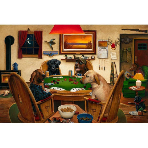 Duck Hunters Black Modern Wood Framed Art Print by Stans, Leo