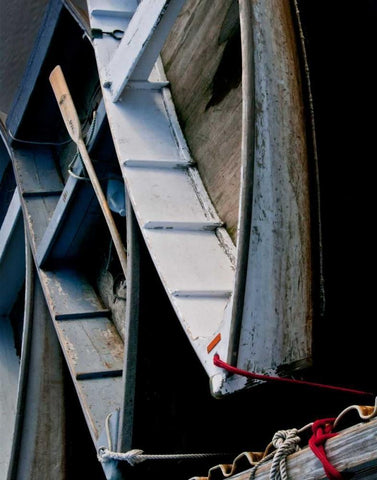 Wooden Rowboats V White Modern Wood Framed Art Print with Double Matting by Perry, Rachel