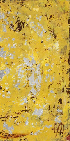 Silvery Yellow II Black Ornate Wood Framed Art Print with Double Matting by Avondet, Natalie