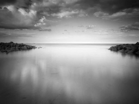 Gentle Waters Black Ornate Wood Framed Art Print with Double Matting by Henson, Martin