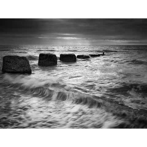 Light on the Ocean Black Modern Wood Framed Art Print with Double Matting by Henson, Martin