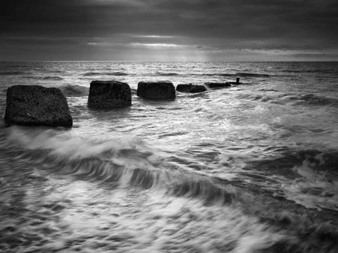 Light on the Ocean Black Ornate Wood Framed Art Print with Double Matting by Henson, Martin