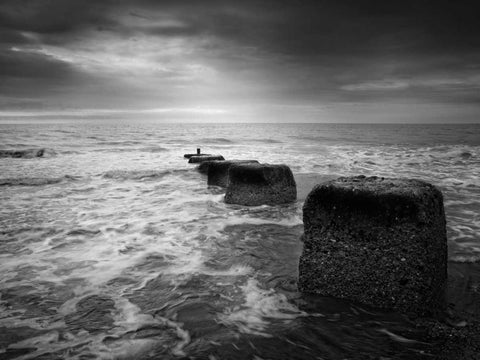 Blocks White Modern Wood Framed Art Print with Double Matting by Henson, Martin