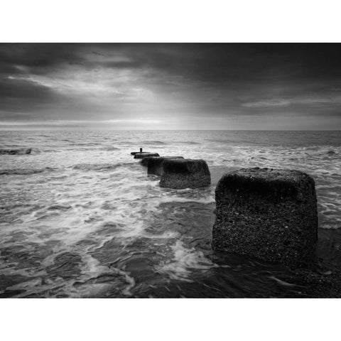 Blocks Black Modern Wood Framed Art Print by Henson, Martin