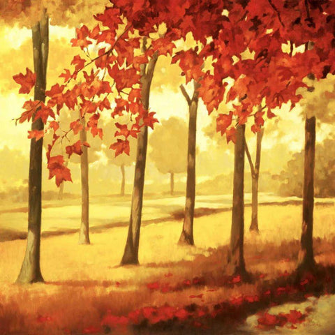 Golden October I Black Modern Wood Framed Art Print with Double Matting by Reynolds, Graham