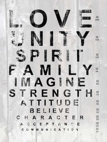 Eye Chart I White Modern Wood Framed Art Print with Double Matting by James, Andrea