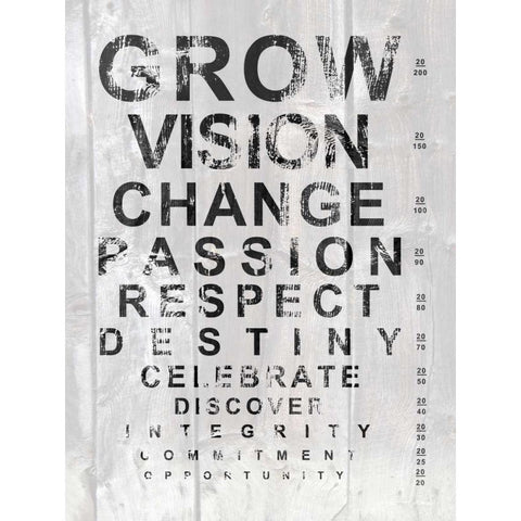 Eye Chart II Black Modern Wood Framed Art Print by James, Andrea