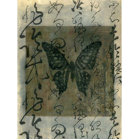 Butterfly Calligraphy III White Modern Wood Framed Art Print by Ray, Elena