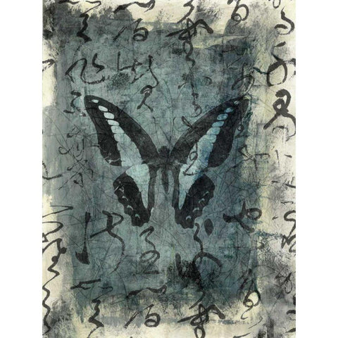 Butterfly Calligraphy IV White Modern Wood Framed Art Print by Ray, Elena