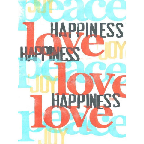 Peace-Love-Joy III White Modern Wood Framed Art Print by Velasquez, Deborah