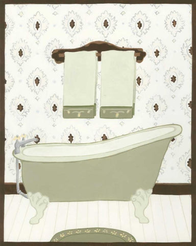 Parisian Bath I White Modern Wood Framed Art Print with Double Matting by Vess, June Erica