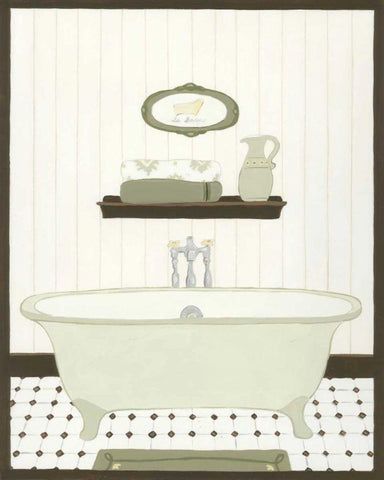 Parisian Bath III White Modern Wood Framed Art Print with Double Matting by Vess, June Erica