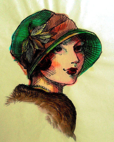 20s Girls I Black Ornate Wood Framed Art Print with Double Matting by Harrington, Danielle