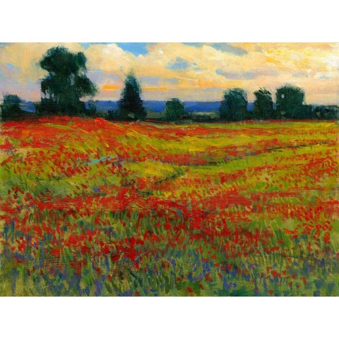Red Field I Gold Ornate Wood Framed Art Print with Double Matting by OToole, Tim