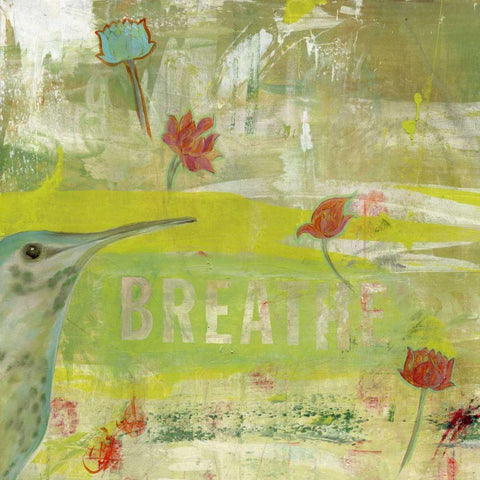 Breathe I White Modern Wood Framed Art Print with Double Matting by Fuchs, Jodi