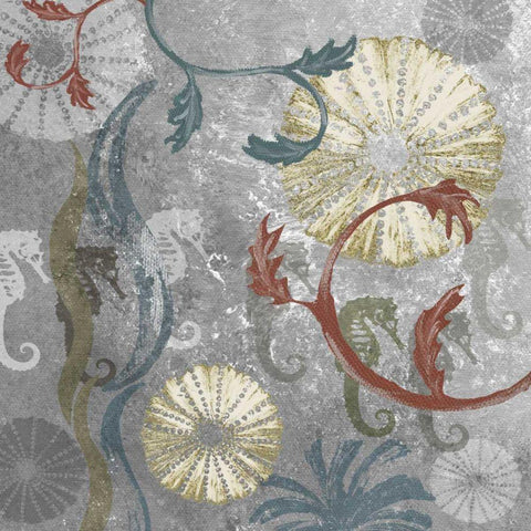 Seahorse Collage I White Modern Wood Framed Art Print with Double Matting by James, Andrea