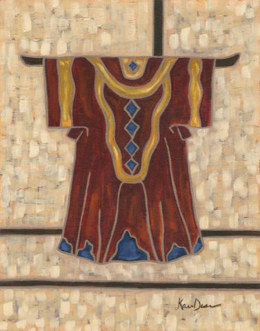 Primary Kimono III White Modern Wood Framed Art Print with Double Matting by Deans, Karen