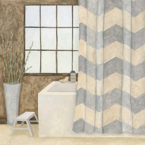 Patterned Bath II White Modern Wood Framed Art Print by Meagher, Megan