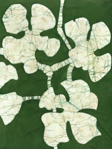 Green Blooms II White Modern Wood Framed Art Print with Double Matting by Davis, Andrea