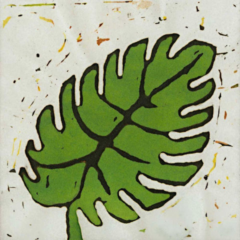 Planta Green I White Modern Wood Framed Art Print with Double Matting by Davis, Andrea