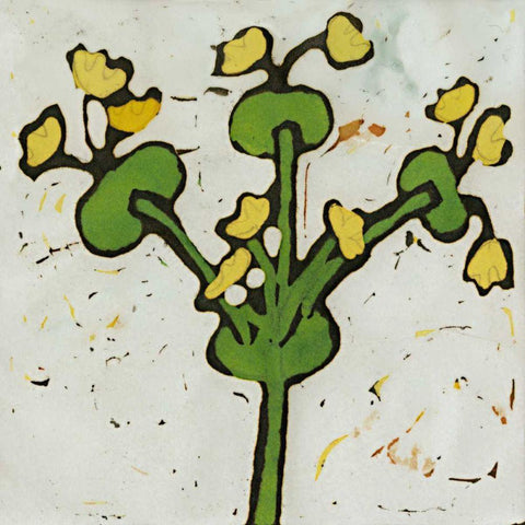 Planta Green II White Modern Wood Framed Art Print with Double Matting by Davis, Andrea