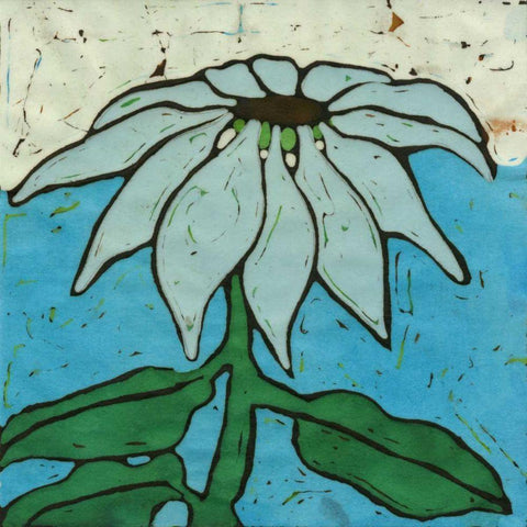 Aqua Batik Botanical VI White Modern Wood Framed Art Print by Davis, Andrea