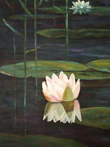 Tranquility I White Modern Wood Framed Art Print with Double Matting by Wilkins, Suzanne