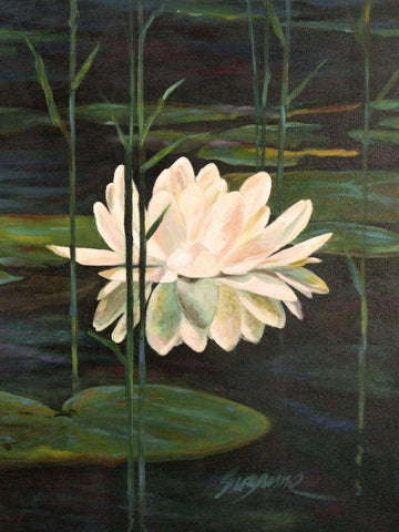 Tranquility II White Modern Wood Framed Art Print with Double Matting by Wilkins, Suzanne