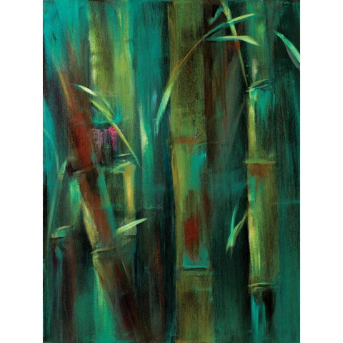 Turquoise Bamboo I Gold Ornate Wood Framed Art Print with Double Matting by Wilkins, Suzanne