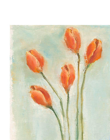 Painted Tulips I Black Ornate Wood Framed Art Print with Double Matting by Nichols, Liz