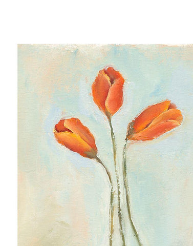 Painted Tulips II White Modern Wood Framed Art Print with Double Matting by Nichols, Liz