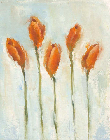 Painted Tulips III Black Ornate Wood Framed Art Print with Double Matting by Nichols, Liz