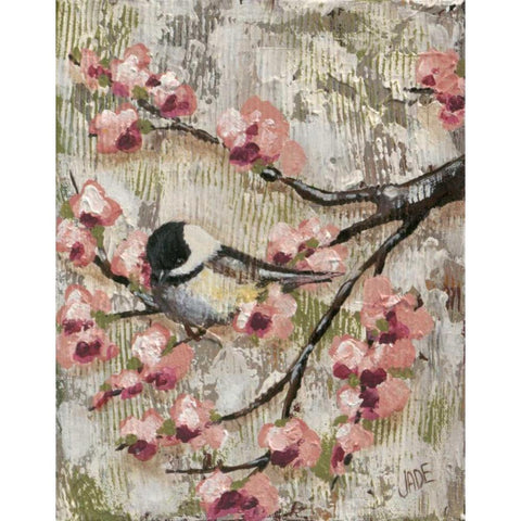 Cherry Blossom Bird II White Modern Wood Framed Art Print by Reynolds, Jade