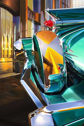 59 Cadillac Coup DeVille Black Ornate Wood Framed Art Print with Double Matting by Reynolds, Graham