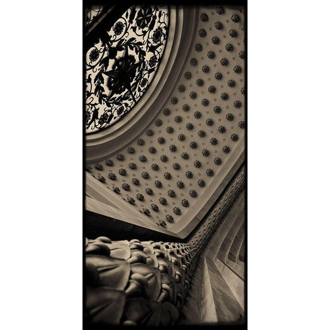 Sepia Architecture II Black Modern Wood Framed Art Print with Double Matting by Ling, Tang