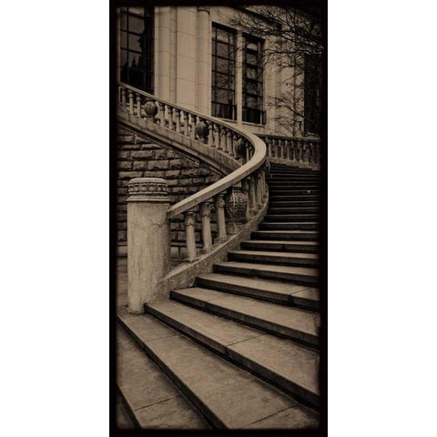 Sepia Architecture III Black Modern Wood Framed Art Print with Double Matting by Ling, Tang