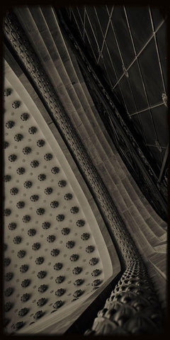 Sepia Architecture V White Modern Wood Framed Art Print with Double Matting by Ling, Tang