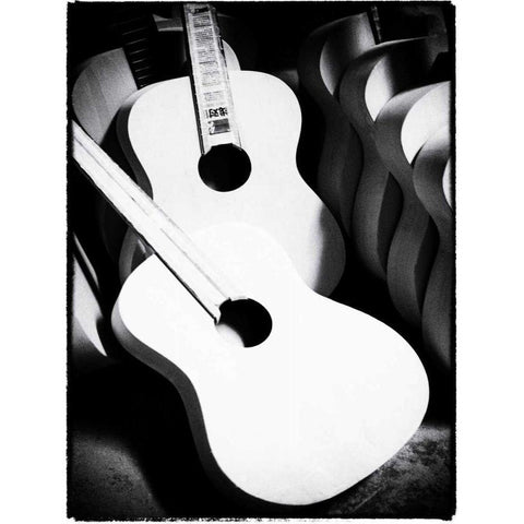 Guitar Factory VII White Modern Wood Framed Art Print by Ling, Tang