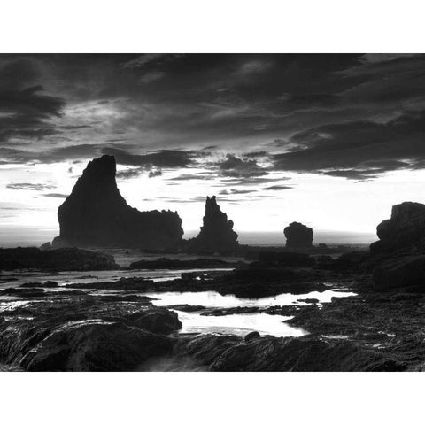 Grey Cloud Tide Sunset Black Modern Wood Framed Art Print by Nalbandian, Nish