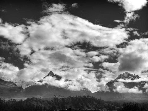 Pyramids, Mountains and Clouds White Modern Wood Framed Art Print with Double Matting by Nalbandian, Nish